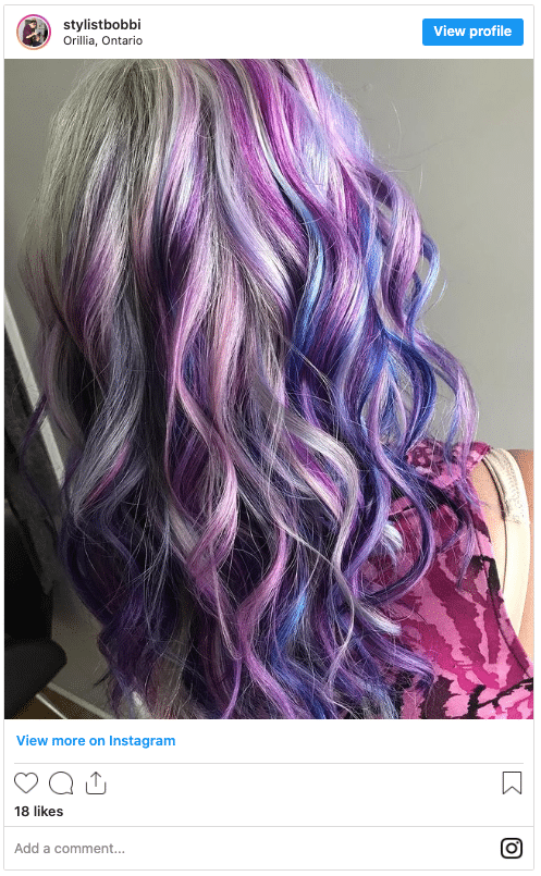 silver and pink and purple hair instagram post