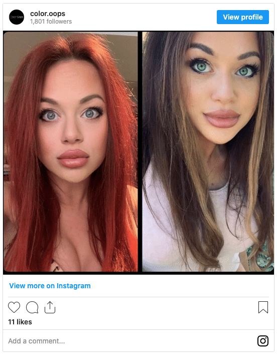 bright red to cool brown instagram post
