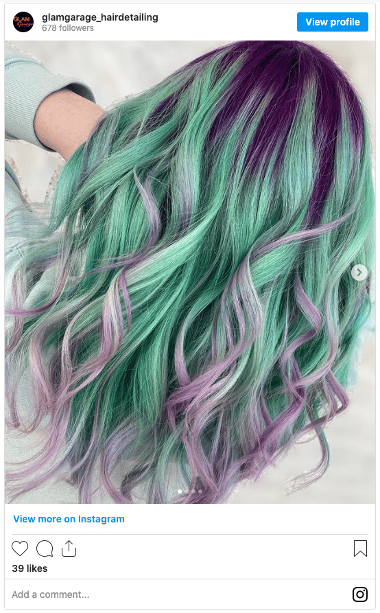 mermaid hair purple waves instagram post