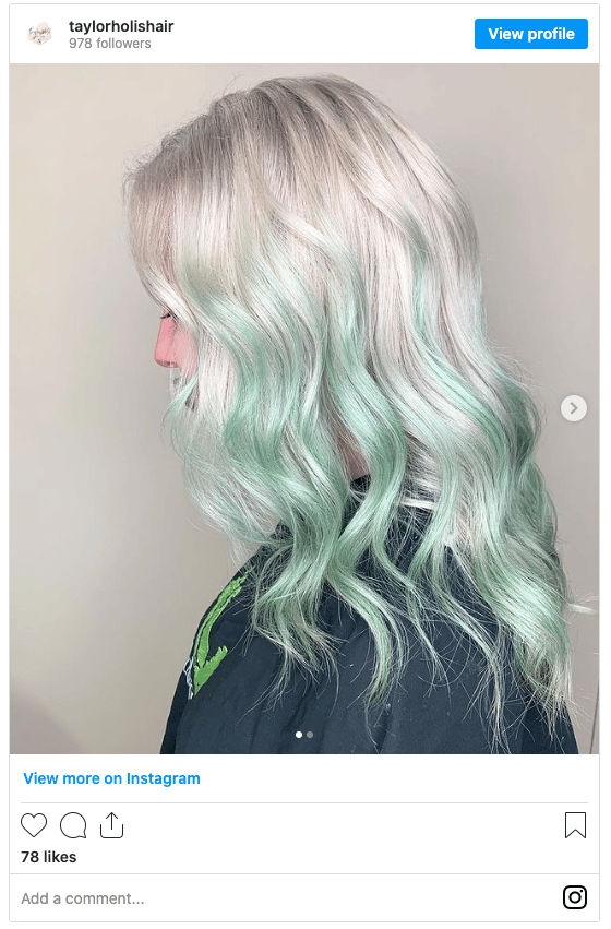 white apple green hair instagram psot