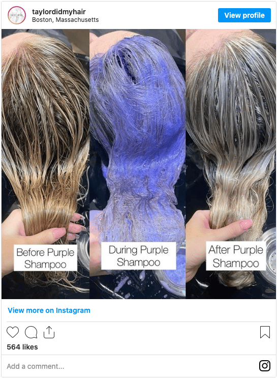 does toner damager hair before and after purple shampoo instagram post