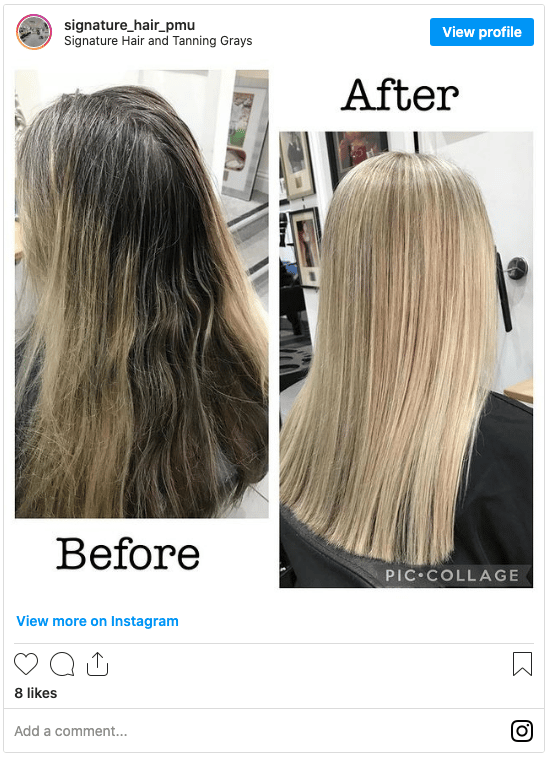 blonde hair treateed with deep conditioner instagram post