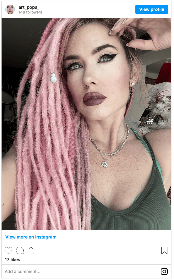 pastel pink electric pink and dark pink dreadlocks instagram post