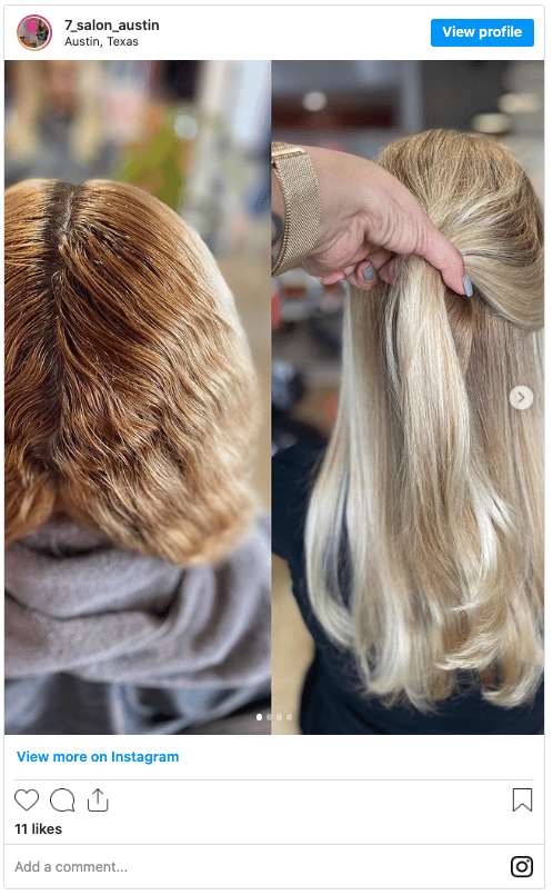 toned brassy roots before and after instagram post