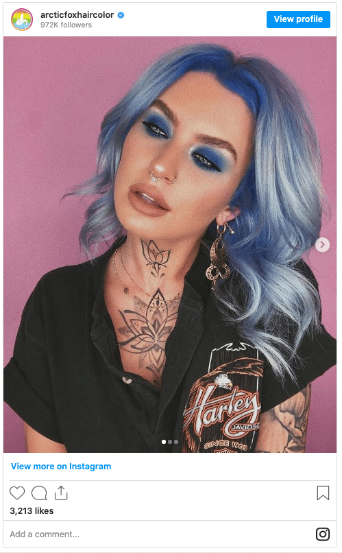 aquamarine hair dye instagram post