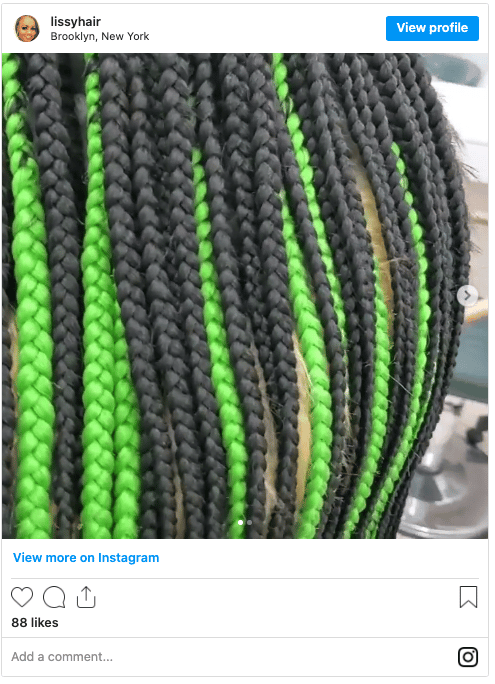 lime green box braids instagram post