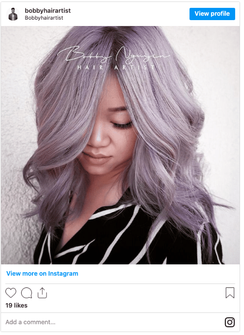 silver lavender ombre instagram post