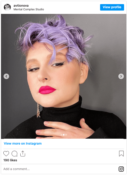violet pixie cut instagram post