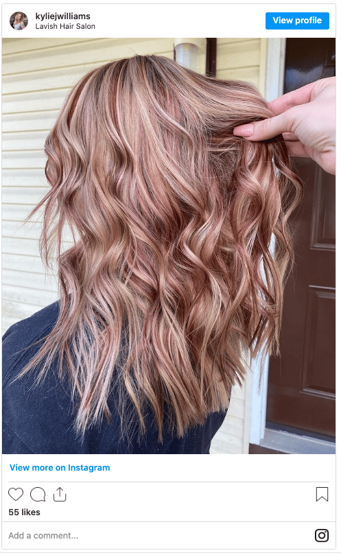 strawberry blonde copper lowlights instagram post