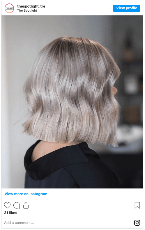 icy white blonde with silver gray lowlights instagram post