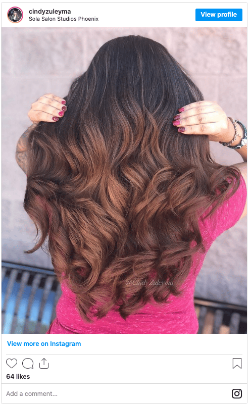 chocolate ombre hair instagram post