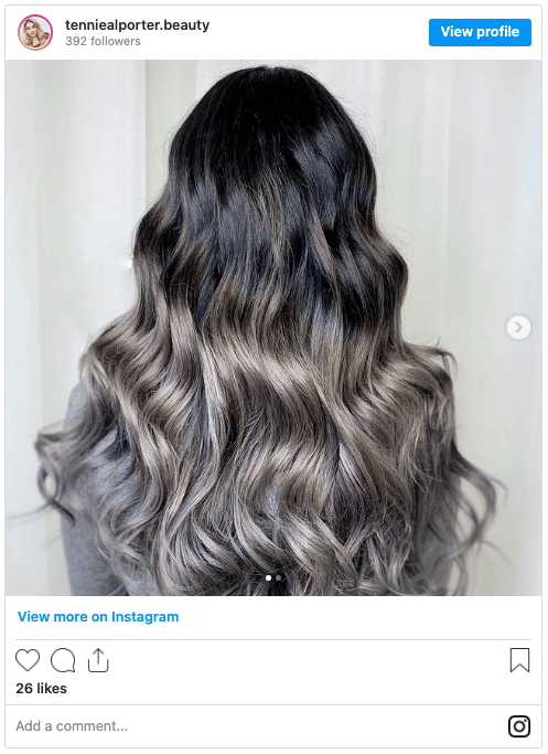 black and silver ombre hair instagram post