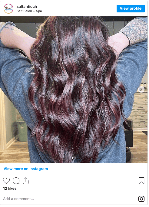 burgundy mahogany balayage hair instagram post