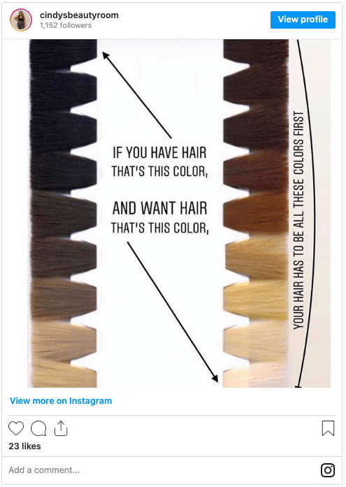 hair color process instagram post