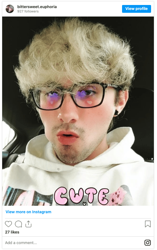 cute emo boy fluffy blonde hair instagram post