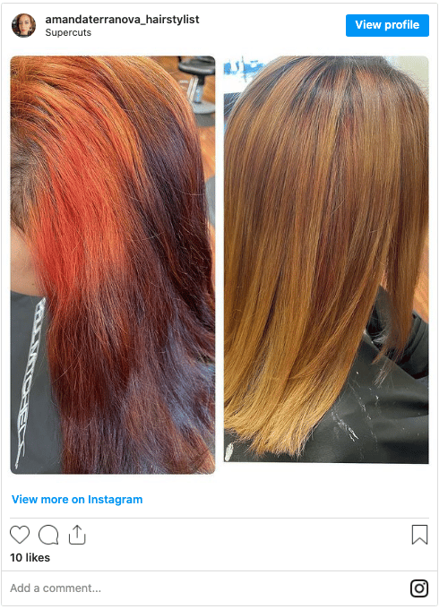 hair color banding before and after instagram post