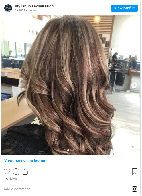 mahogany color lowlights instagram post