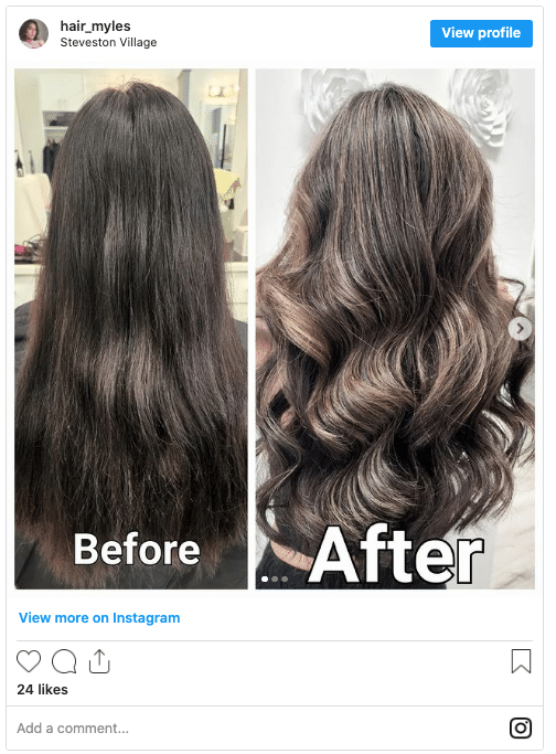 Box dye vs salon dye before and after - dark hair balayage brown instagram post