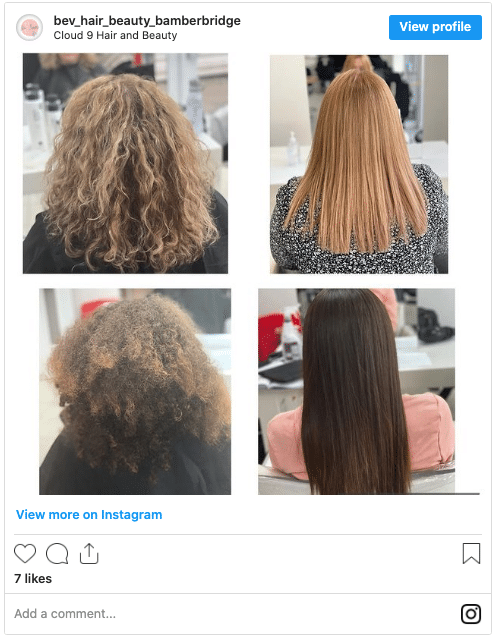frizzy hair before and after keratin treatment instagram post