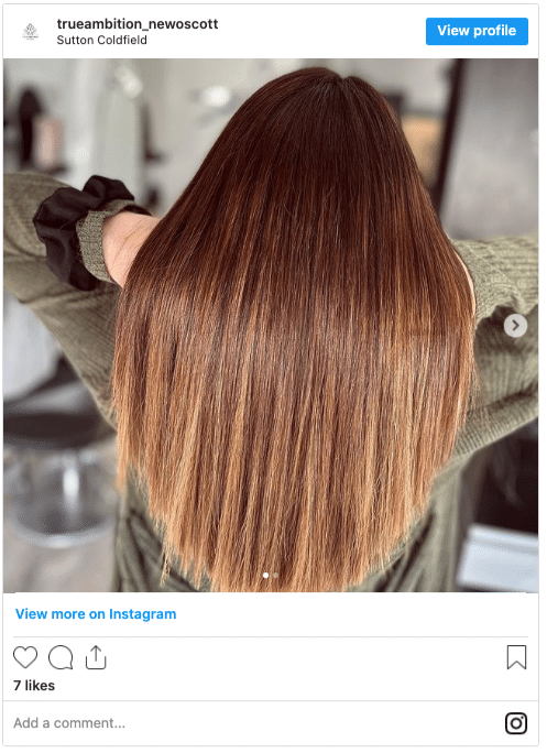 dark red and caramel ombre hair instagram post
