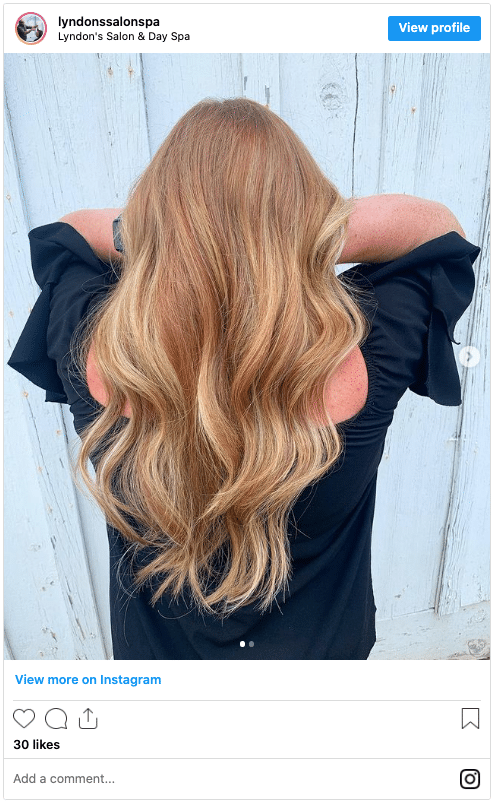 strawberry blonde hair dye with golden blonde highlights instagram post