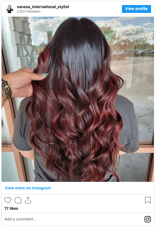 black to mahogany red ombre instagram post