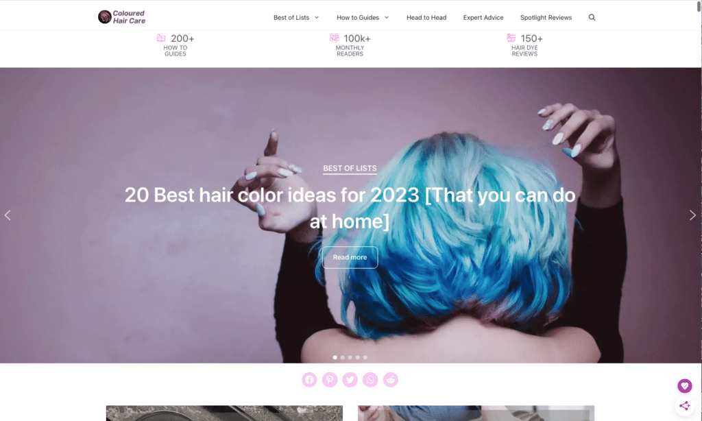 best hair blogs colouredhaircare.com homepage screenshot