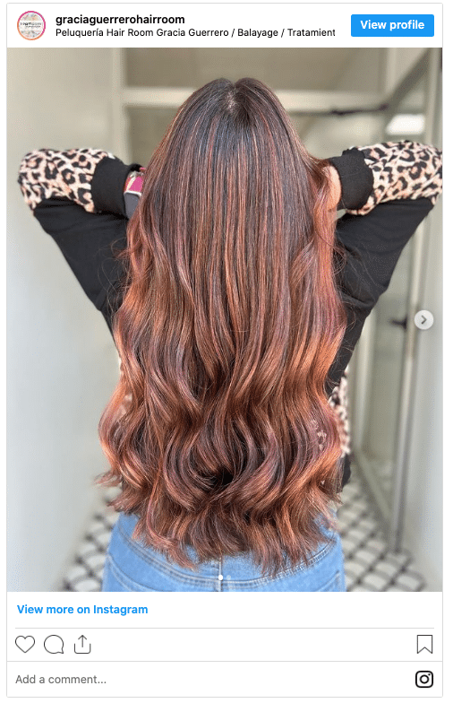 copper highlights cherry cola hair instagram post