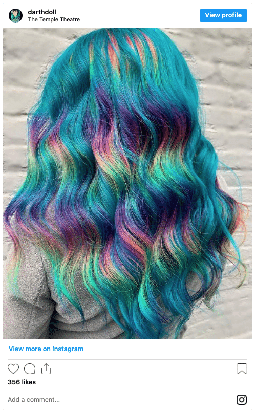 mermaid teal rainbow hair instagram post