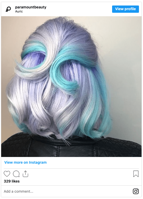 lavender hair color with light team streaks instagram post