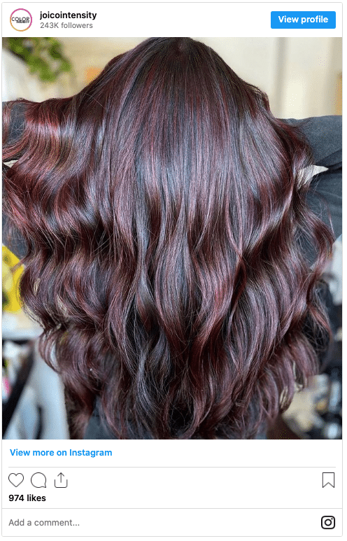 cherry cola hair color instagram post
