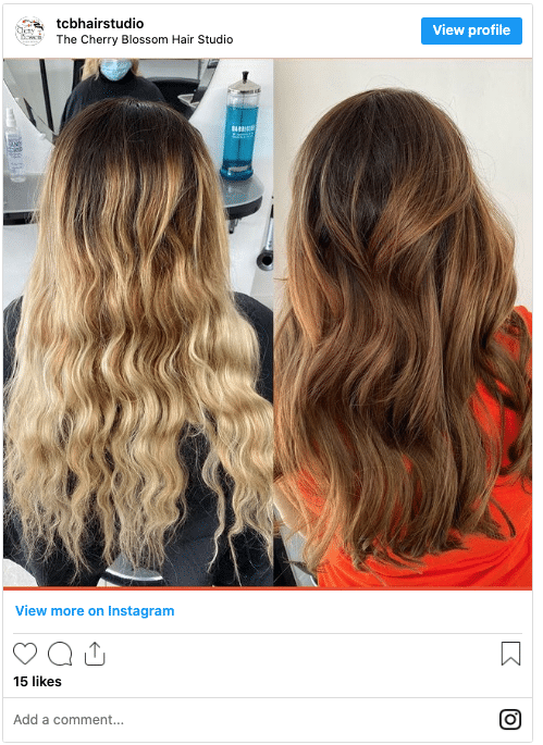 bleached hair before and after bleach to chestnut chocolate brown hair instagram post