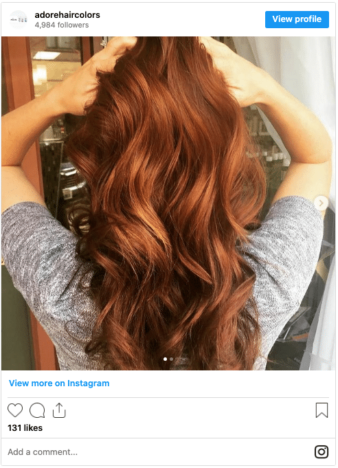 adore hair dye color ginger hair instagram post