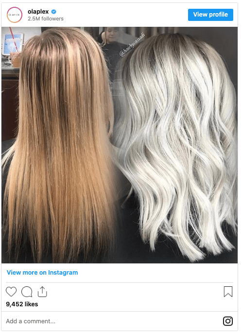 brassy blonde hair before and after instagram post