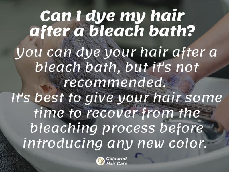 Can I dye my hair after a bleach bath? infographic

Yes, you can dye your hair after a bleach bath, but it's not recommended. It's best to give your hair some time to recover from the bleaching process before introducing any new color.