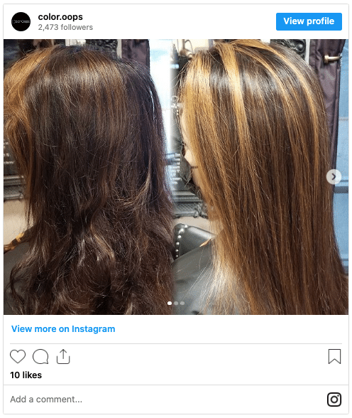 color oops on black hair before and after instagram post