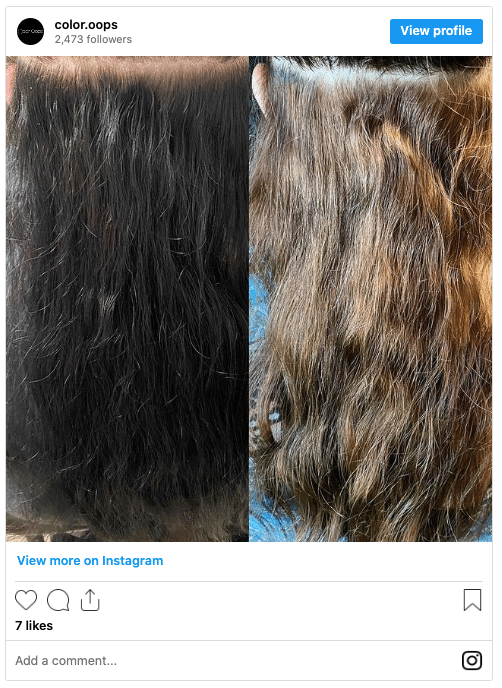 color oops on black  hair before and after image from pinterest