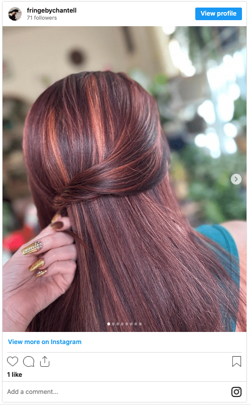 copper highlights on black hair instagram post