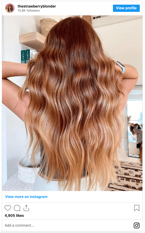 light copper blonde hair color instagram post