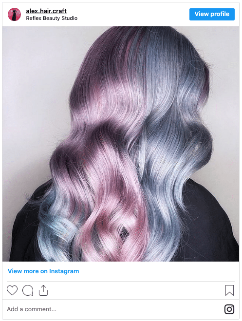 gemini hair half lilac half lavender instagram post