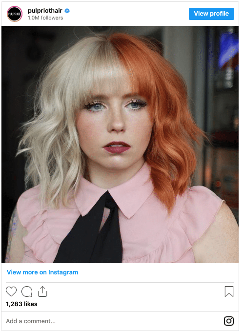 half blonde half copper gemini hair instagram post pulp riot hair dye