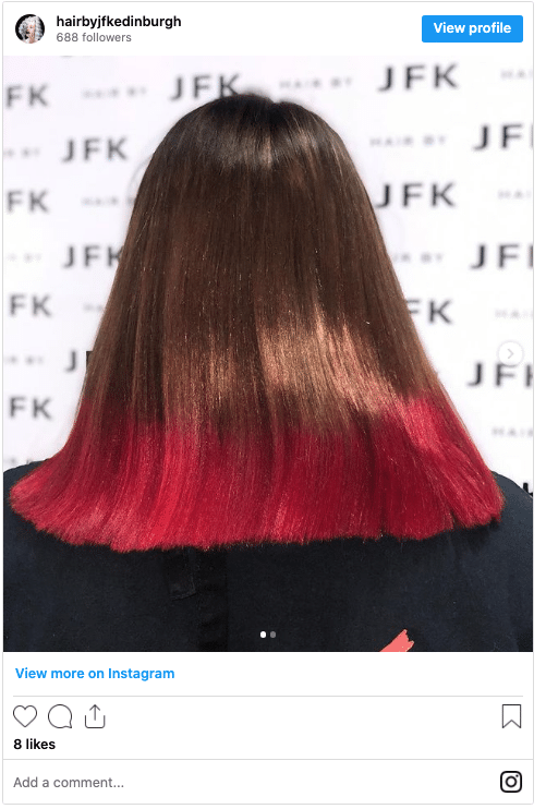 brown and red dip dye gemini hair instagram post