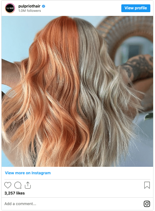blonde and orange gemini hair from pulp riot instagram post