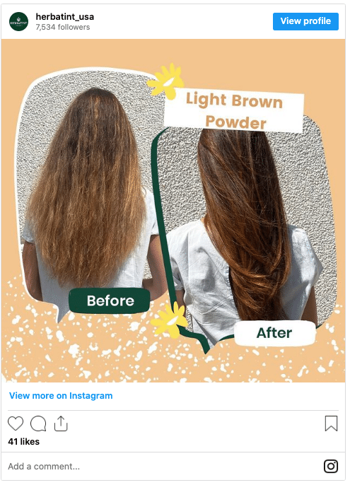 henna hair dye light brown powder before and after instagram post