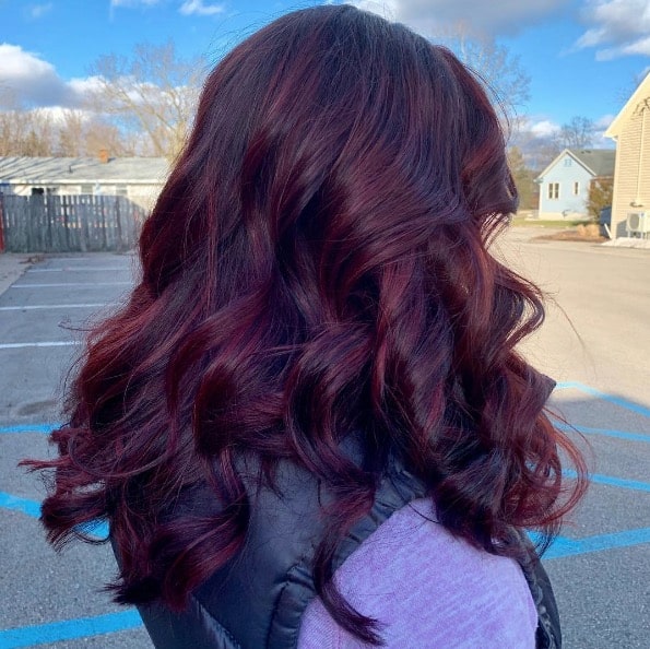Black cherry balayage hair color