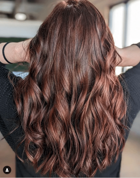 cherry cola balayage hair