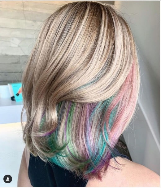 pastel rainbow peekaboo hair