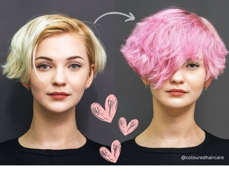 how to dye your hair pink at home - transformation from blonde to pink