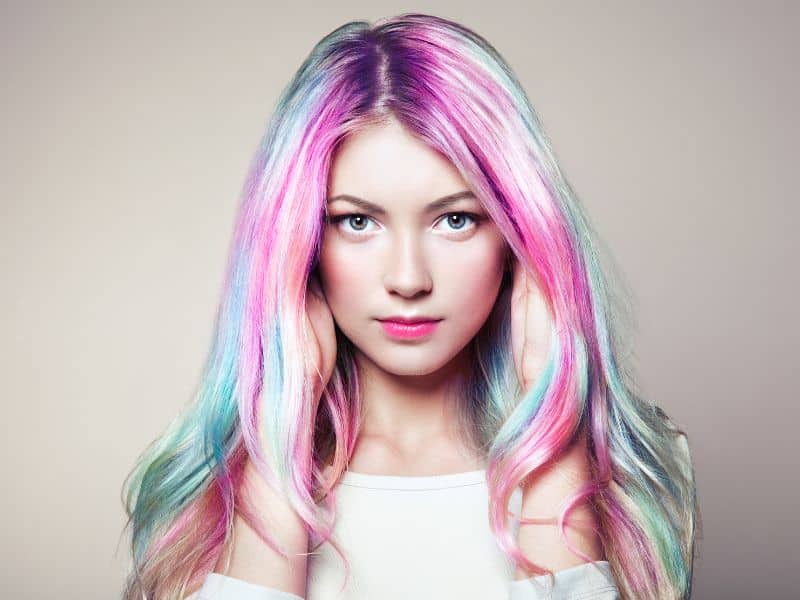 girl with multicolored hair