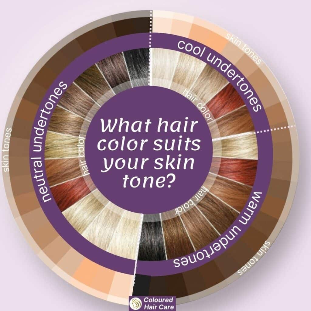 Best Hair Colors for Women Over 60 - hair color wheel showing skin tones matching to hair colors infographic